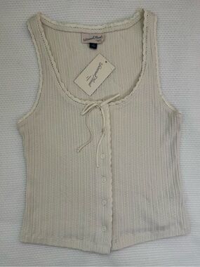 NWT Universal Thread Pointelle Tank Top Cream Sz Small